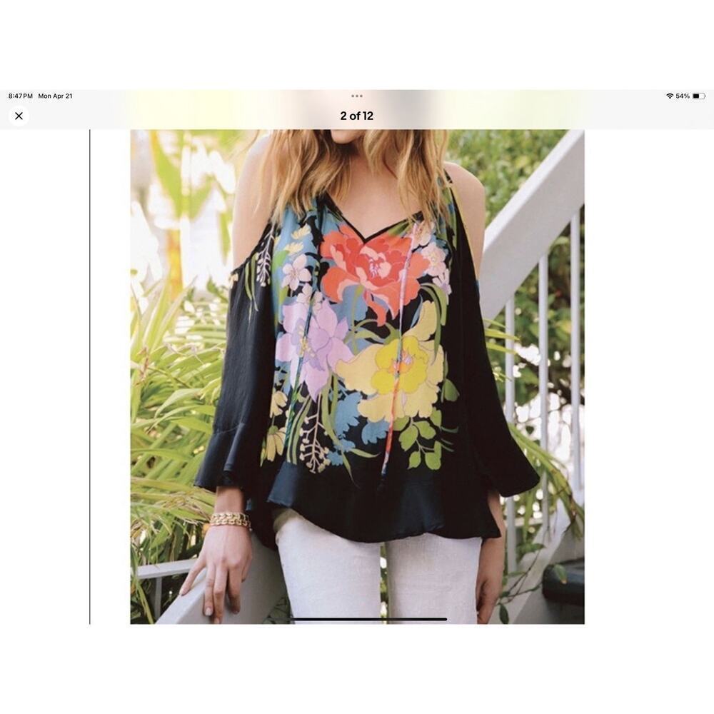 Johnny Was Fusion Cold Shoulder Floral Top Size Small